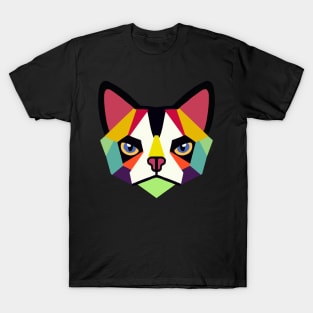 Geometric Cat Face Big Ears T-Shirt